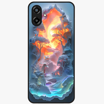 Glow Forest Portal Glass Case showing flat back view with glowing forest portal artwork and glossy glass finish.