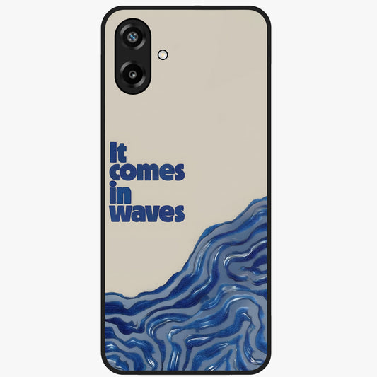 It Comes In Waves Quote Glass Case showing flat back view with inspirational wave themed quote artwork and glossy glass finish.