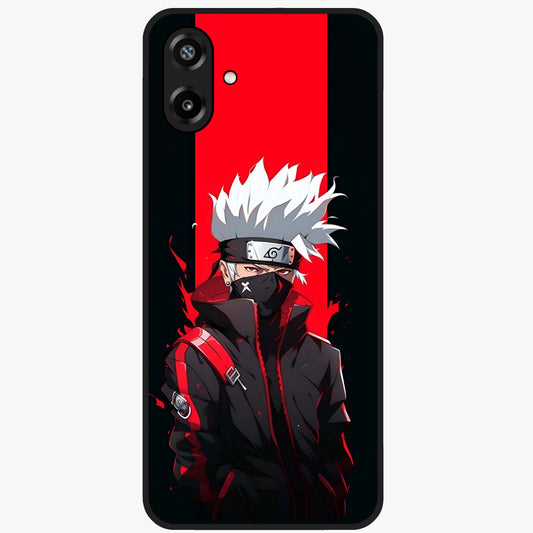 Kakashi Scarlet Shadow Glass Case showing flat back view with powerful anime ninja artwork and glossy glass finish.