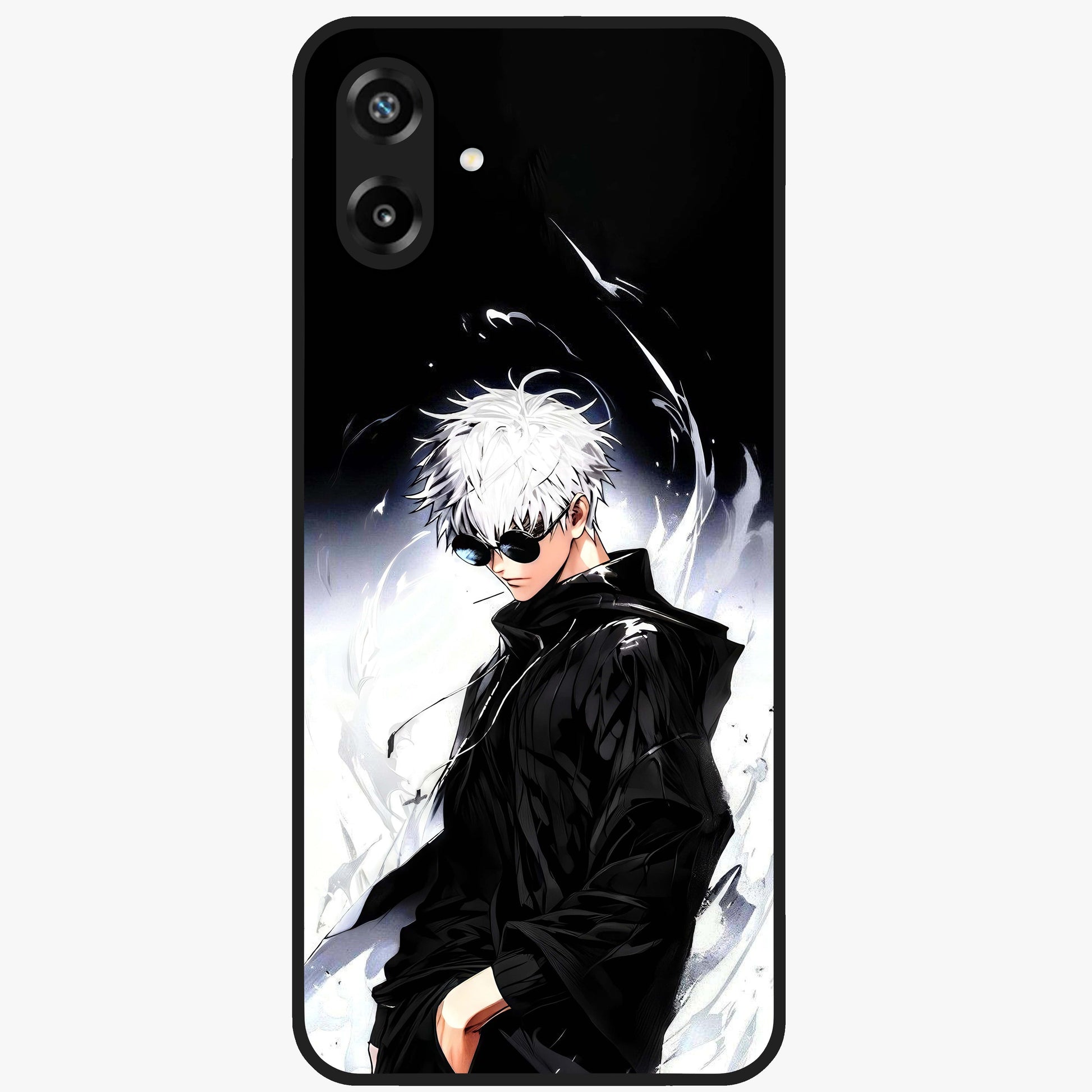 Limitless Shadow King Glass Case showing flat back view with powerful shadow warrior artwork and glossy glass finish.
