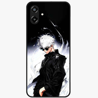 Limitless Shadow King Glass Case showing flat back view with powerful shadow warrior artwork and glossy glass finish.