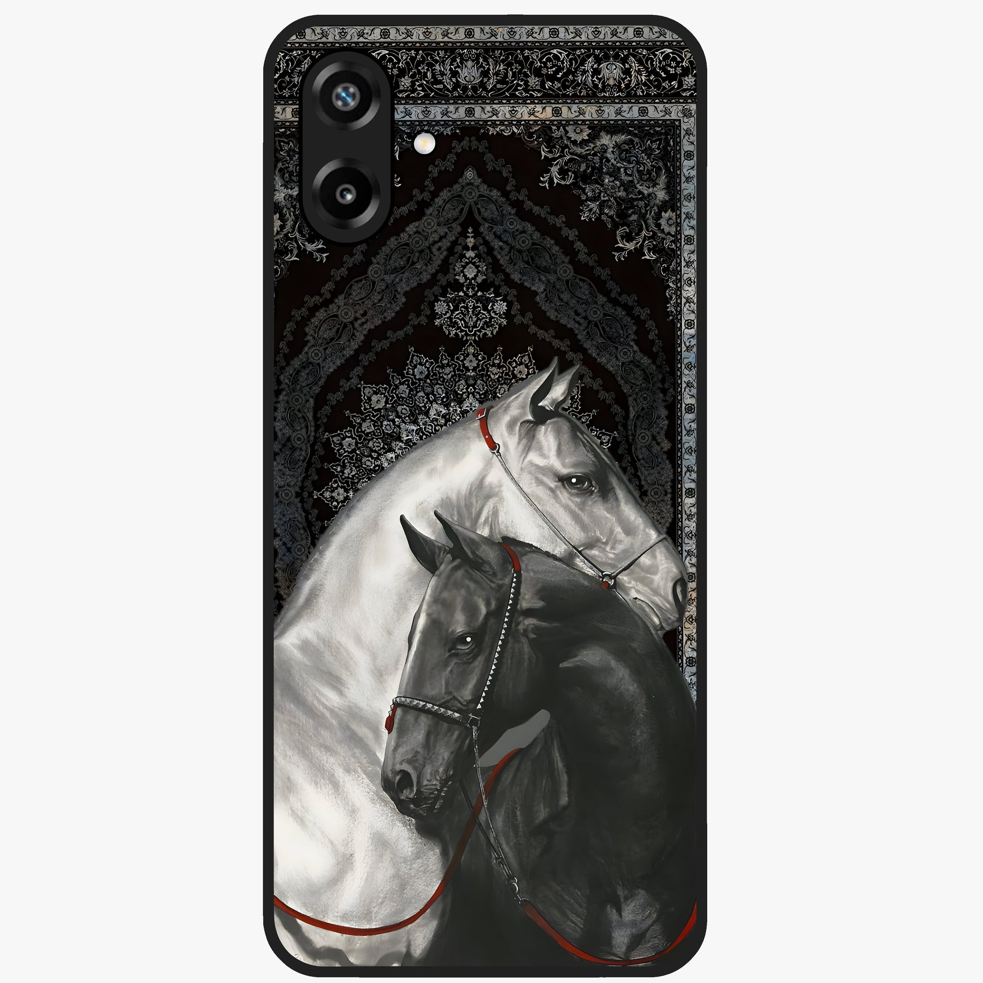 Majestic Ride Legacy Glass Case showing flat back view with powerful automotive inspired artwork and glossy glass finish.