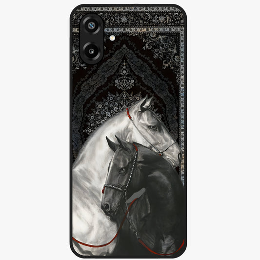 Majestic Ride Legacy Glass Case showing flat back view with powerful automotive inspired artwork and glossy glass finish.