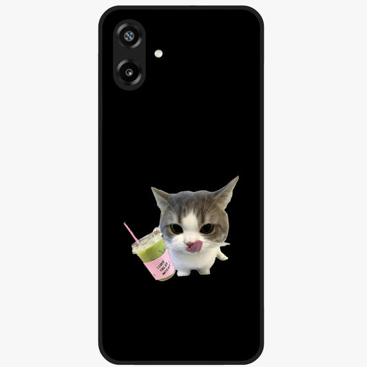 Matcha Cat Style Glass Case showing flat back view with cute matcha themed cat artwork and glossy glass finish.