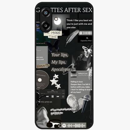 Midnight Love Echo Glass Case showing flat back view with romantic midnight themed artwork and glossy glass finish.