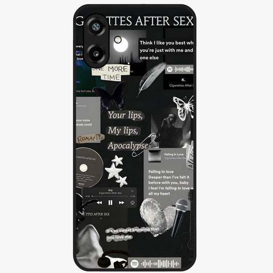 Midnight Love Echo Glass Case showing flat back view with romantic midnight themed artwork and glossy glass finish.