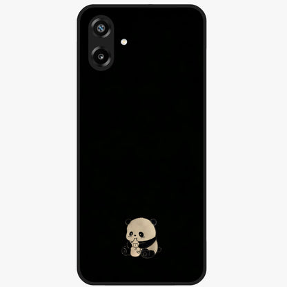 Midnight Panda Love Glass Case showing flat back view with cute panda themed artwork and glossy glass finish.