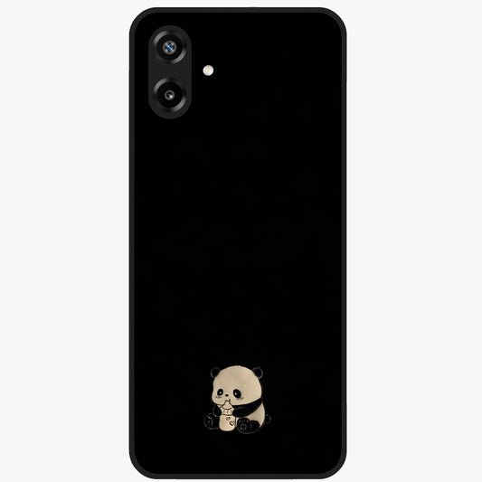 Midnight Panda Love Glass Case showing flat back view with cute panda themed artwork and glossy glass finish.