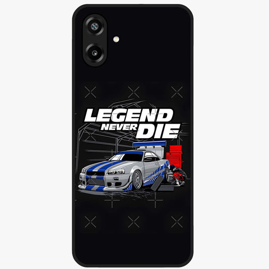Midnight Racing Legacy Glass Case showing flat back view with sleek racing inspired artwork and glossy glass finish.
