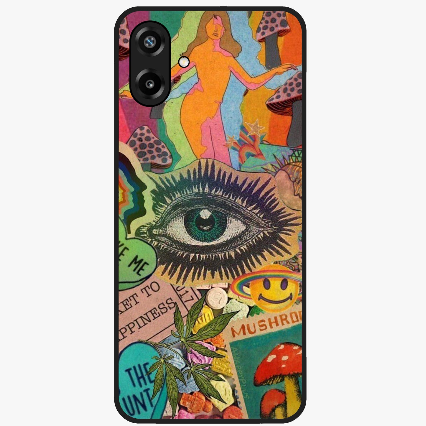 Mystic Eye Wonderland Glass Case showing flat back view with mystical eye themed artwork and glossy glass finish.