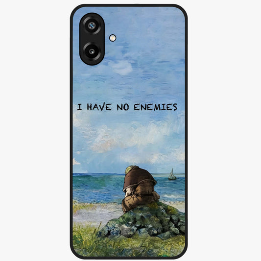 Peace Beyond War Glass Case showing flat back view with symbolic peace themed artwork and glossy glass finish.