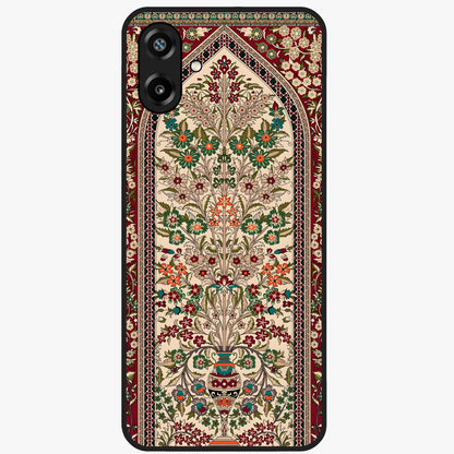 Persian Inspired Glass Case showing flat back view with ornate Persian style pattern artwork and glossy glass finish.