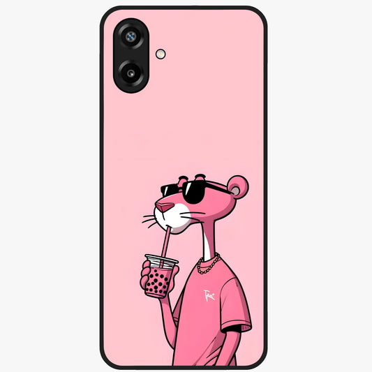 Pink Panther Glass Case showing flat back view with iconic pink panther artwork and glossy glass finish.