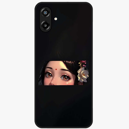 Radha Divine Embrace Glass Case showing flat back view with devotional Radha artwork and glossy glass finish.