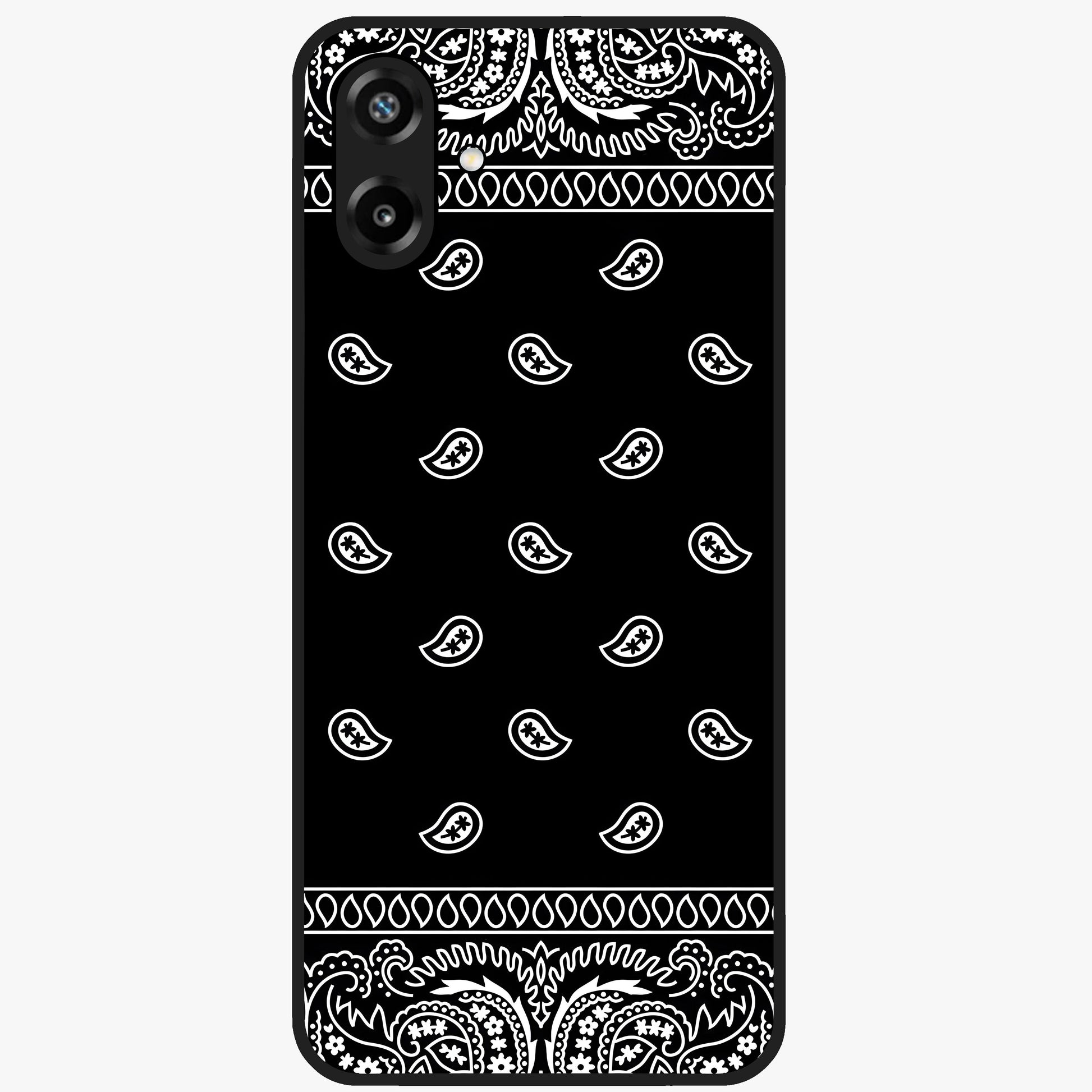Retro Rebel Threads Glass Case showing flat back view with vintage street style artwork and glossy glass finish.