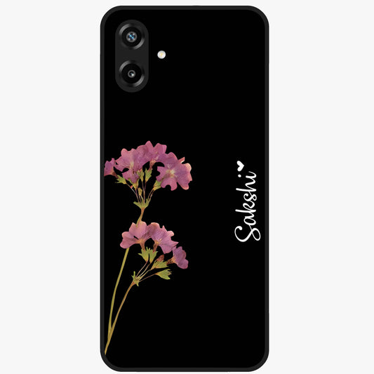 Riching Lavender Flower Custom Name Glass Case showing flat back view with lavender floral artwork and personalized name design.