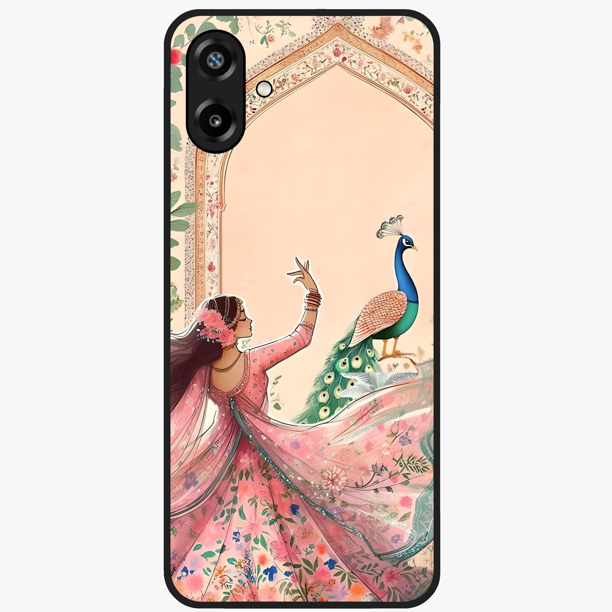 Royal Grace Muse Glass Case showing flat back view with elegant artistic artwork and glossy glass finish.