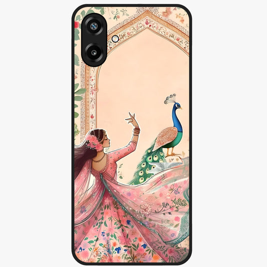 Royal Grace Muse Glass Case showing flat back view with elegant artistic artwork and glossy glass finish.