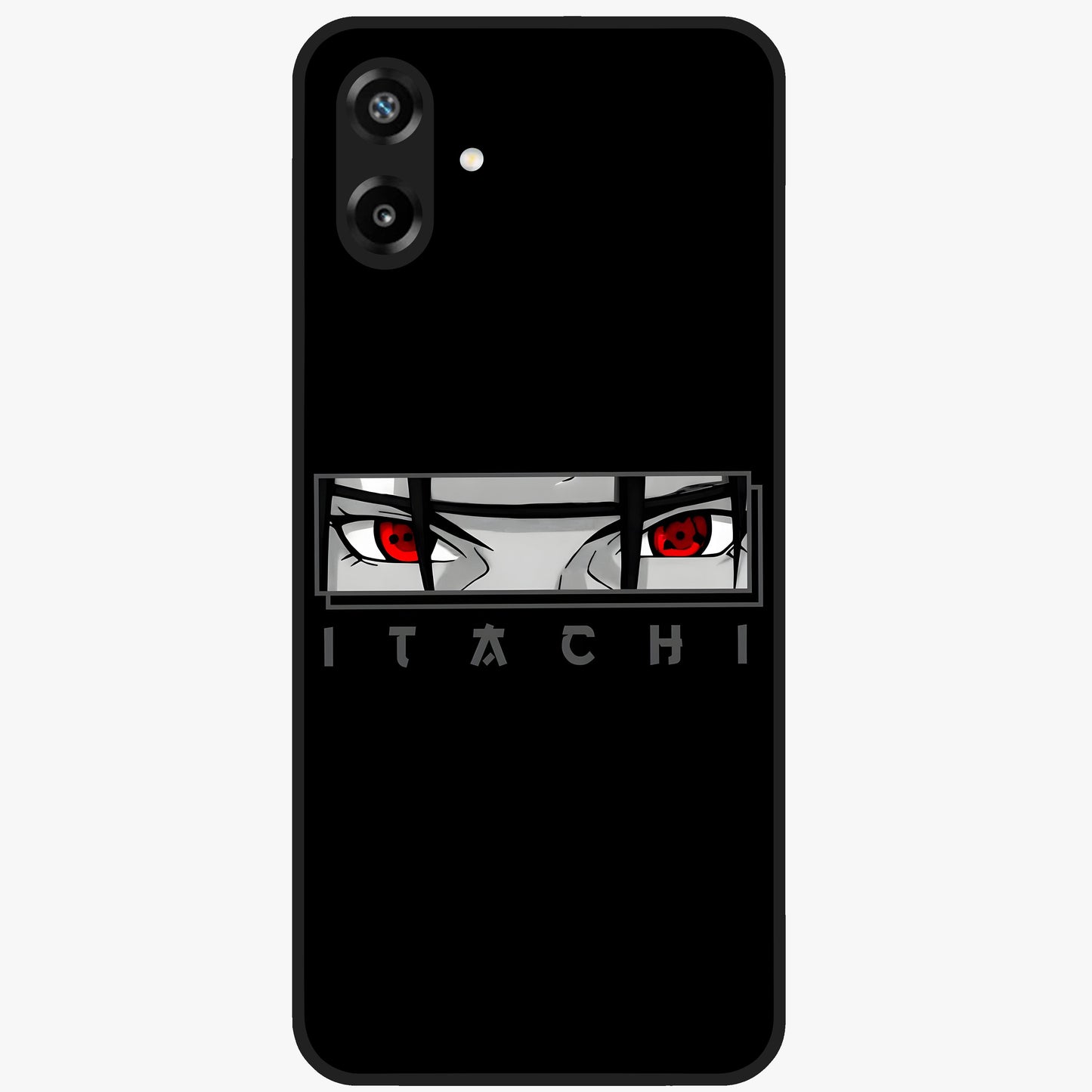 Scarlet Gaze Dominance Glass Case showing flat back view with striking red themed artwork and glossy glass finish.