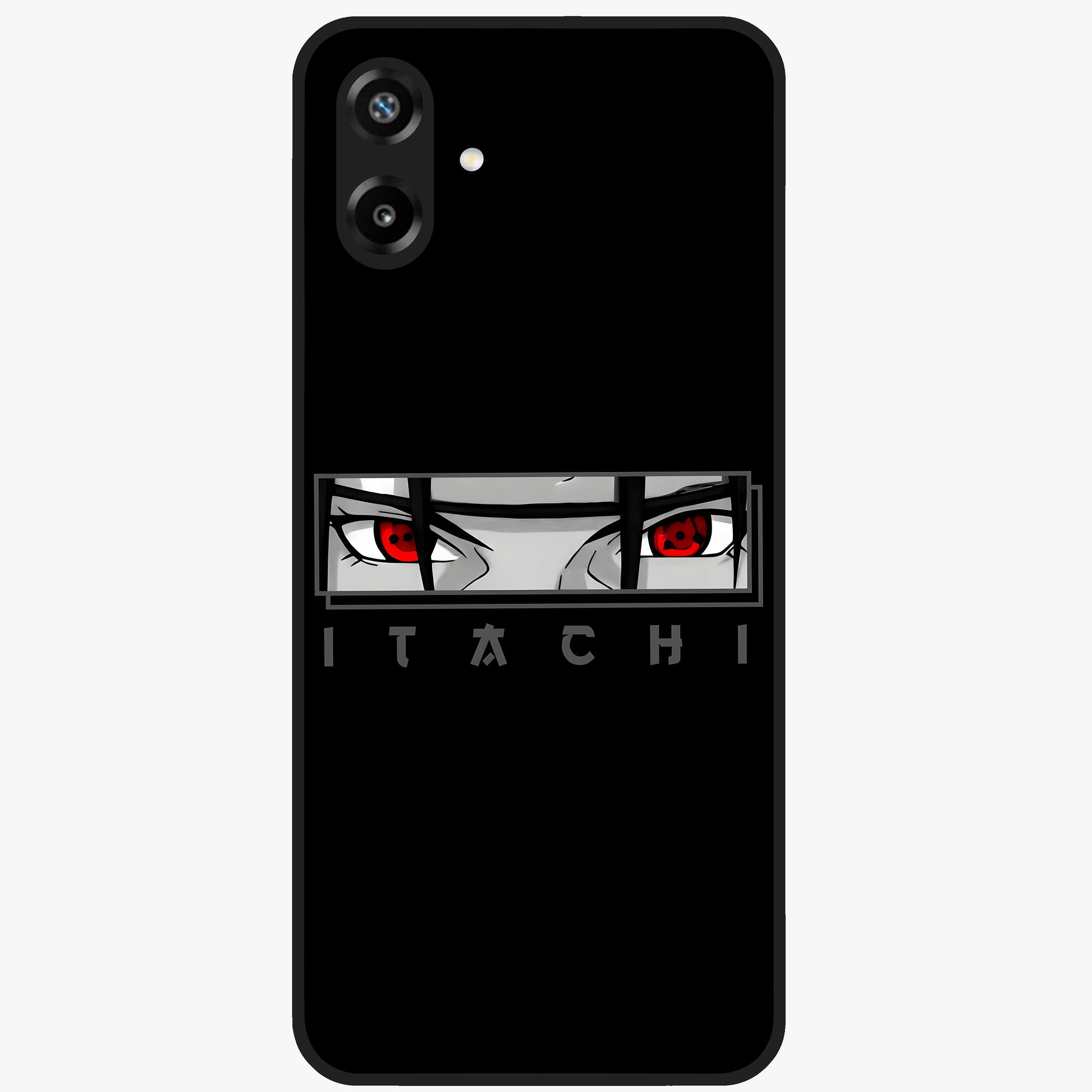 Scarlet Gaze Dominance Glass Case showing flat back view with striking red themed artwork and glossy glass finish.