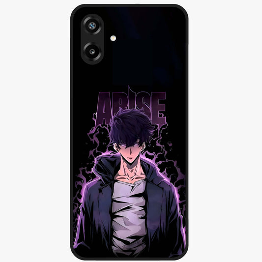 Shadow Monarch Awakening Glass Case showing flat back view with powerful dark monarch themed artwork and glossy glass finish.