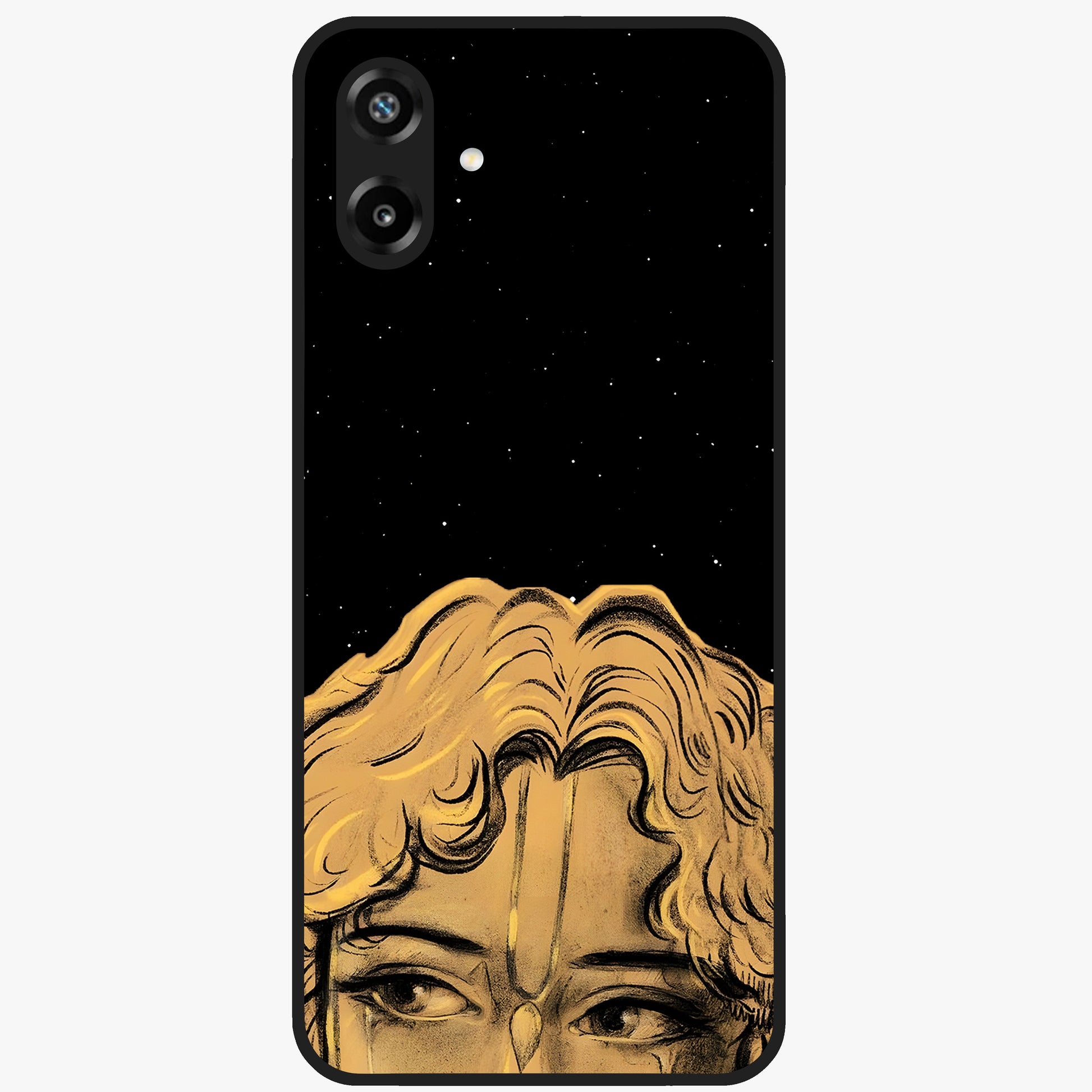 Shri Krishna Art Glass Case showing flat back view with devotional Krishna artwork and glossy glass finish.