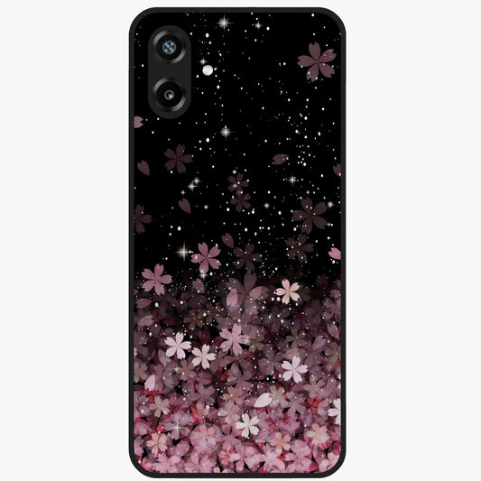 Small Starry Flowers Glass Case showing flat back view with delicate starry floral artwork and glossy glass finish.