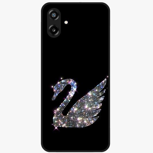 Starlit Swan Grace Glass Case showing flat back view with graceful swan artwork under starry sky and glossy glass finish.