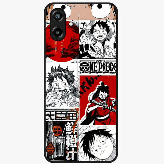 Strawhat Chaos Panels Glass Case showing flat back view with anime inspired chaos panel artwork and glossy glass finish.