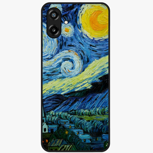 Van Gogh Art Glass Case showing flat back view with classic painterly artwork inspired by Van Gogh style and glossy glass finish.