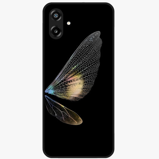 Whispers Of Wings Glass Case showing flat back view with graceful wing inspired artwork and glossy glass finish.