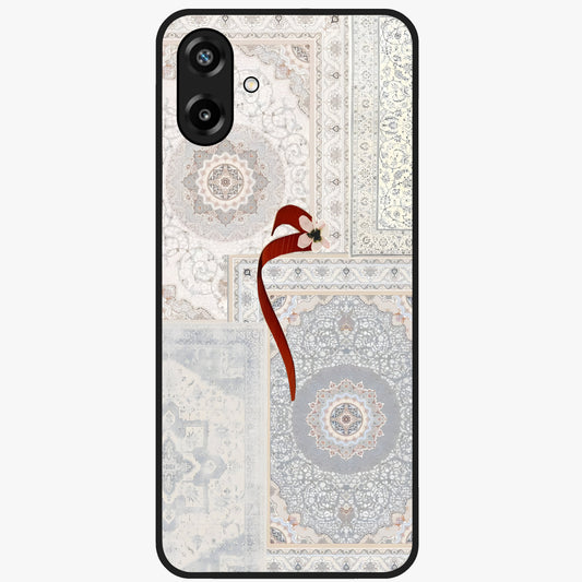 White Aesthetic Bow Glass Case showing flat back view with minimal bow artwork and glossy glass finish.