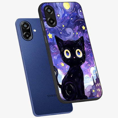 Abstract Cat Art Glass Case displayed in angled mockup highlighting modern abstract cat artwork and sleek glass surface.