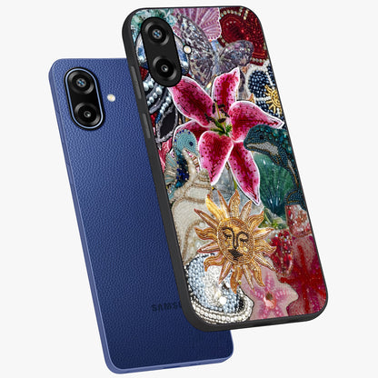 Beaded Garden Fantasy Glass Case displayed in angled mockup highlighting fantasy inspired floral bead pattern.