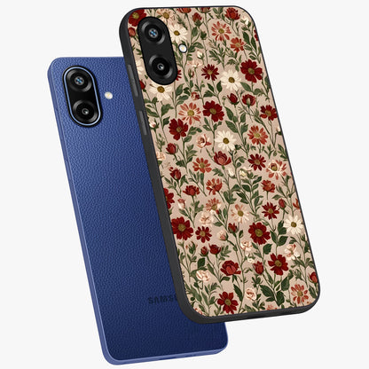Biege Flower With Leaf Glass Case displayed in angled mockup highlighting minimal floral leaf design and elegant aesthetic.