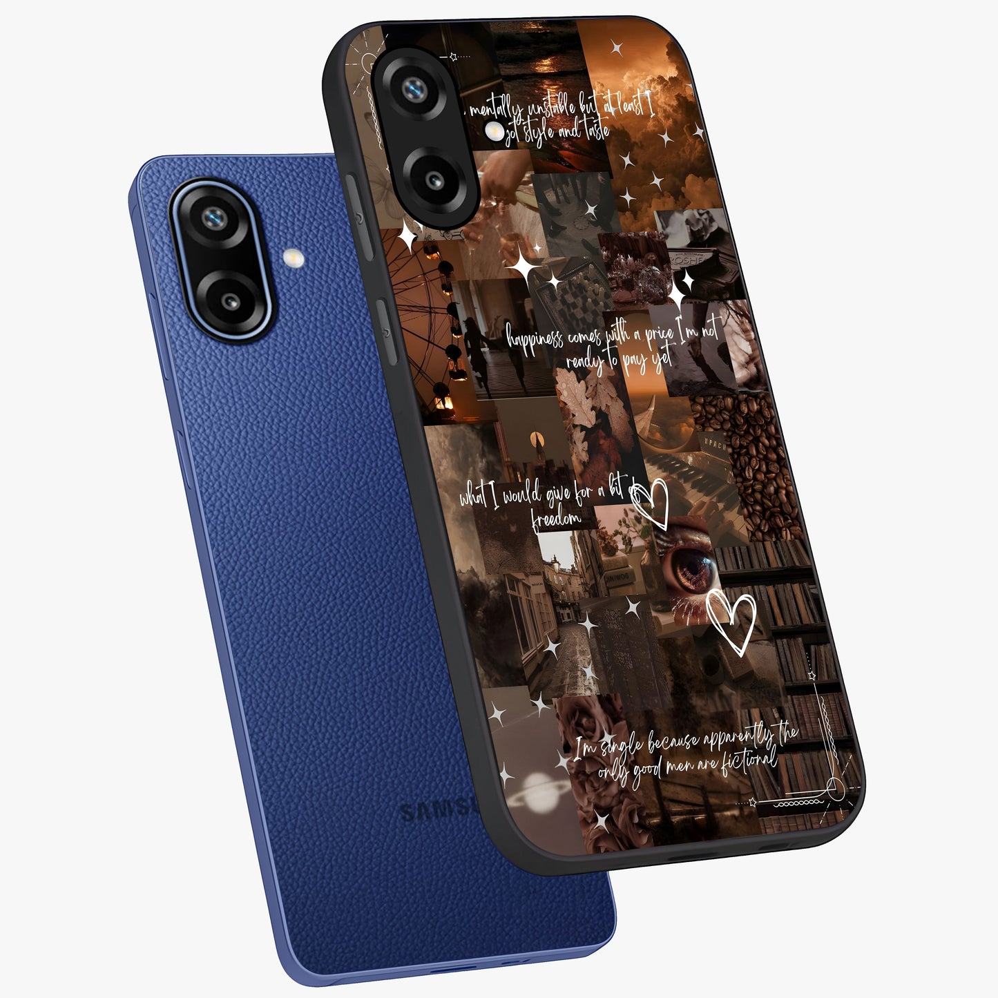 Bittersweet Aesthetic Chaos Glass Case displayed in angled mockup highlighting expressive abstract artwork and edgy aesthetic theme.