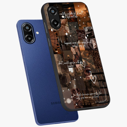 Bittersweet Aesthetic Chaos Glass Case displayed in angled mockup highlighting expressive abstract artwork and edgy aesthetic theme.