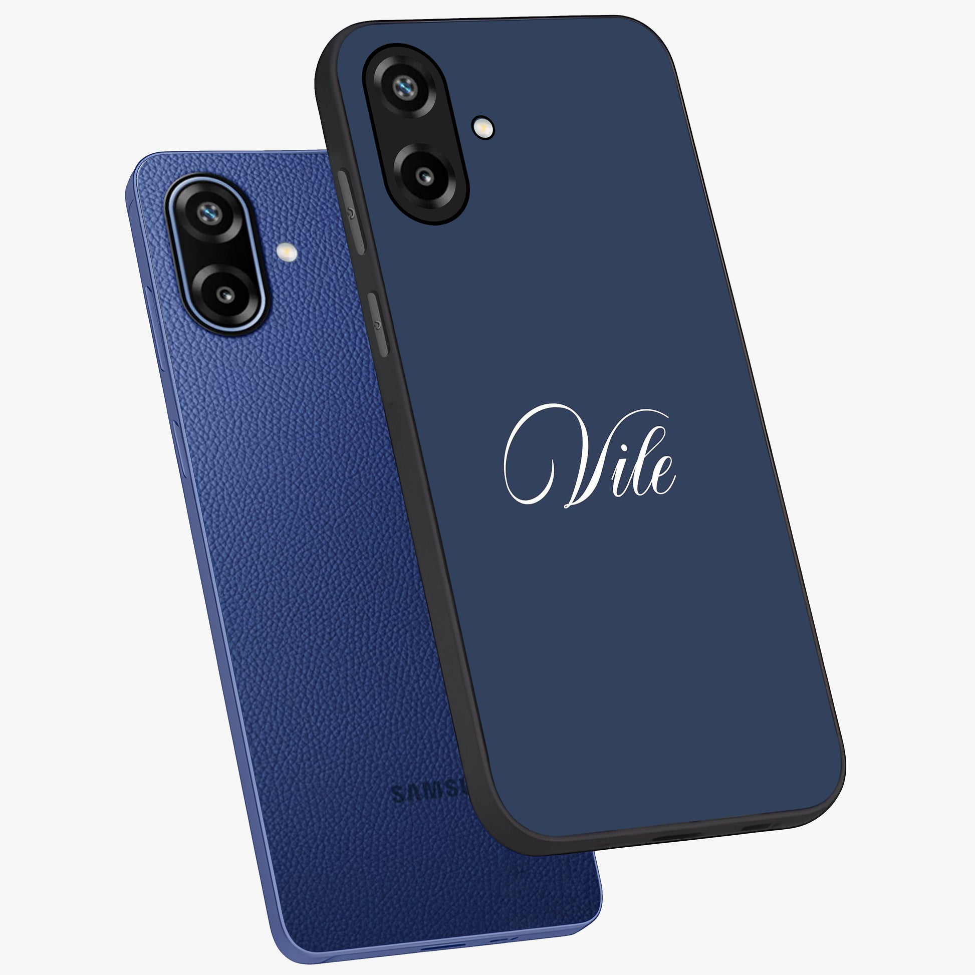 Blue Vintage Floral Pattern Glass Case showing flat back view with elegant vintage floral artwork and glossy glass finish.