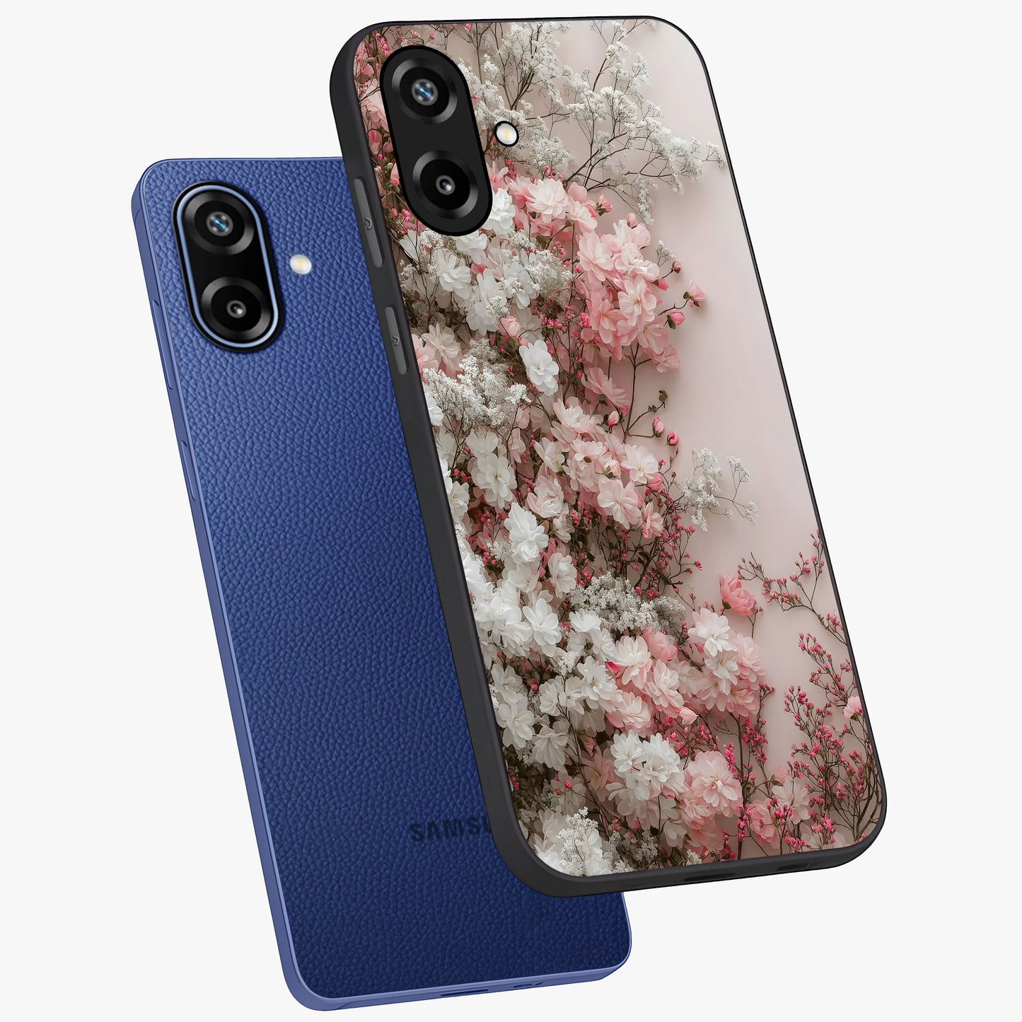 Blush Blossom Cloud Glass Case displayed in angled mockup highlighting soft cloud and blossom design with pastel aesthetic.