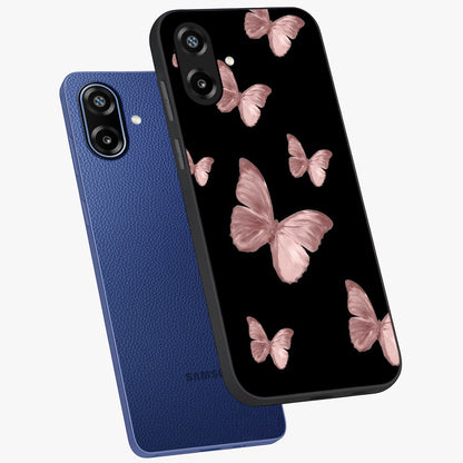 Butterfly Pattern Glass Case displayed in angled mockup highlighting delicate butterfly design and aesthetic pattern style.