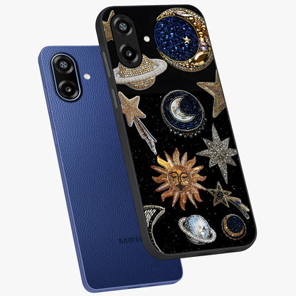 Celestial Gem Constellations Glass Case displayed in angled mockup highlighting gemstone inspired constellation design.