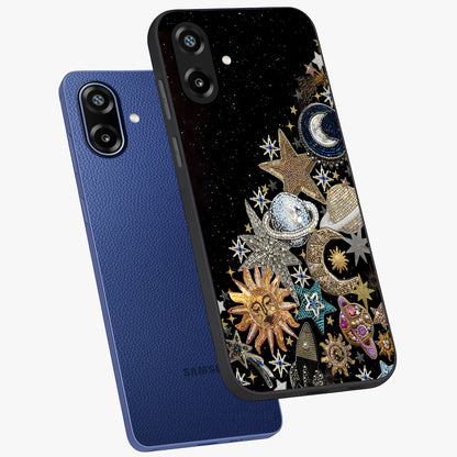 Cosmic Sparkle Dreams Glass Case displayed in angled mockup highlighting dreamy star sparkle design with celestial aesthetic.