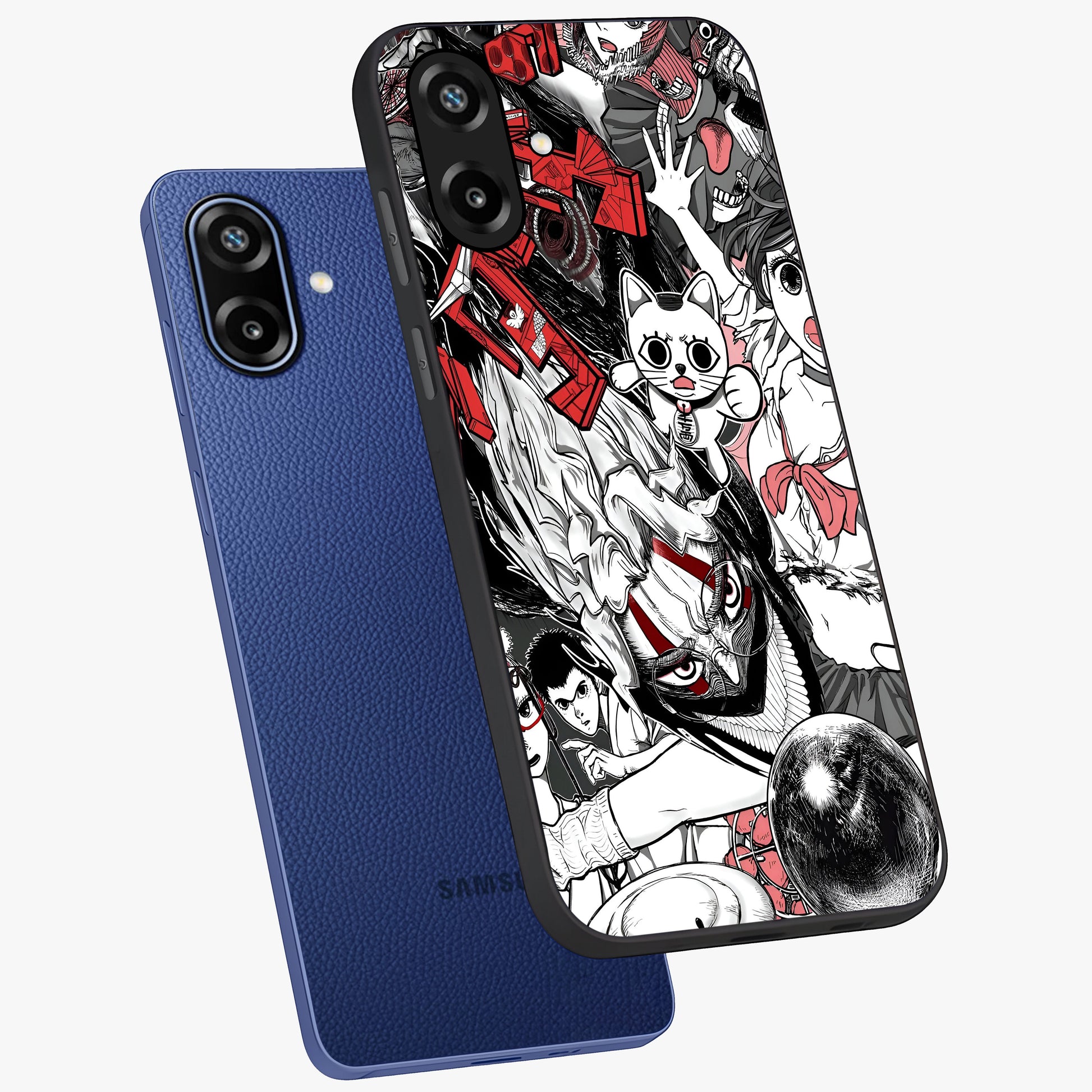 Crimson Chaos Panel Glass Case displayed in angled mockup highlighting chaotic panel style design with modern graphic theme.
