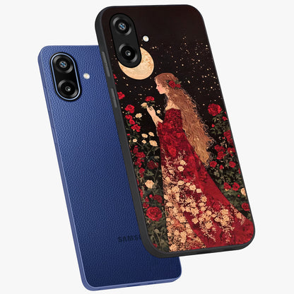 Crimson Dreams Glass Case displayed in angled mockup highlighting soft crimson aesthetic design with artistic theme.