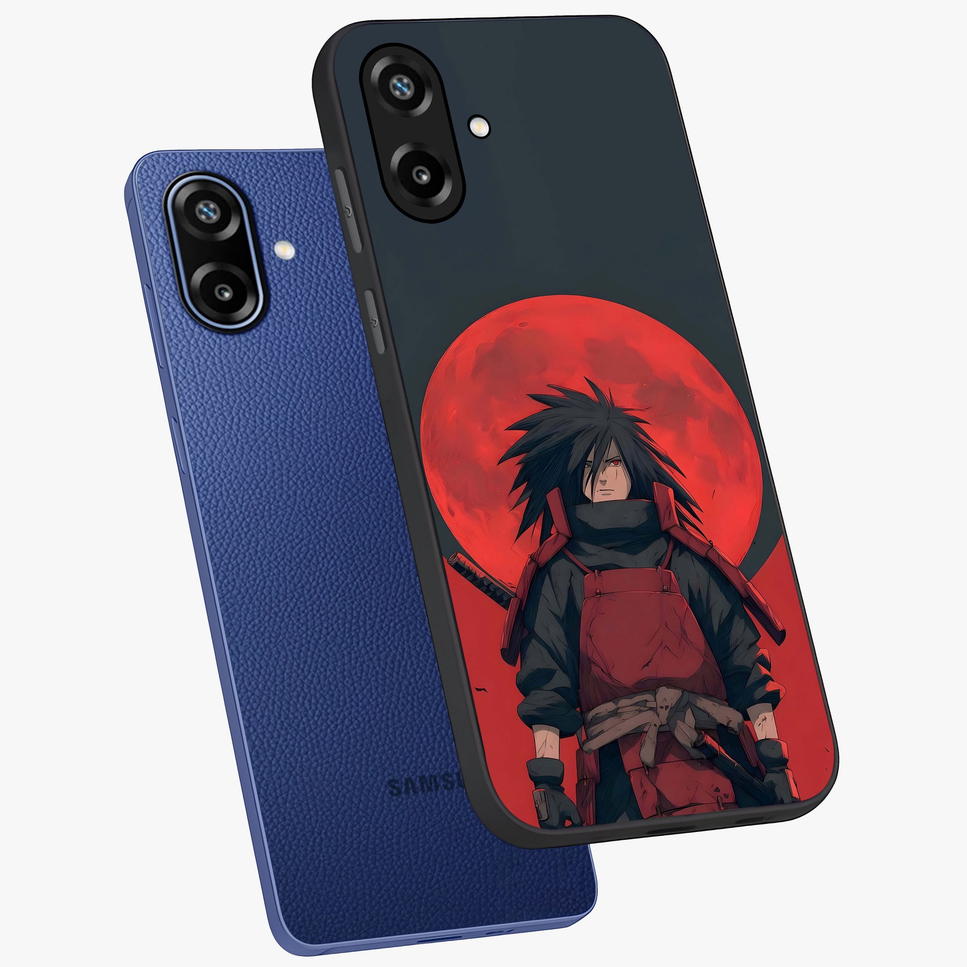 Crimson Moon Warlord Glass Case displayed in angled mockup highlighting dramatic crimson moon design with fantasy aesthetic.