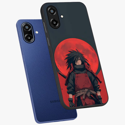 Crimson Moon Warlord Glass Case displayed in angled mockup highlighting dramatic crimson moon design with fantasy aesthetic.