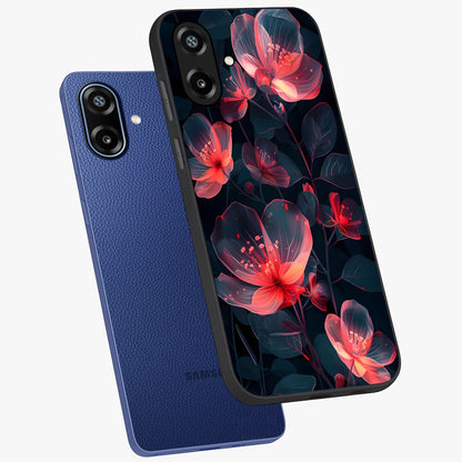 Dark Shade of Flower Glass Case displayed in angled mockup highlighting moody floral illustration with aesthetic dark tones.