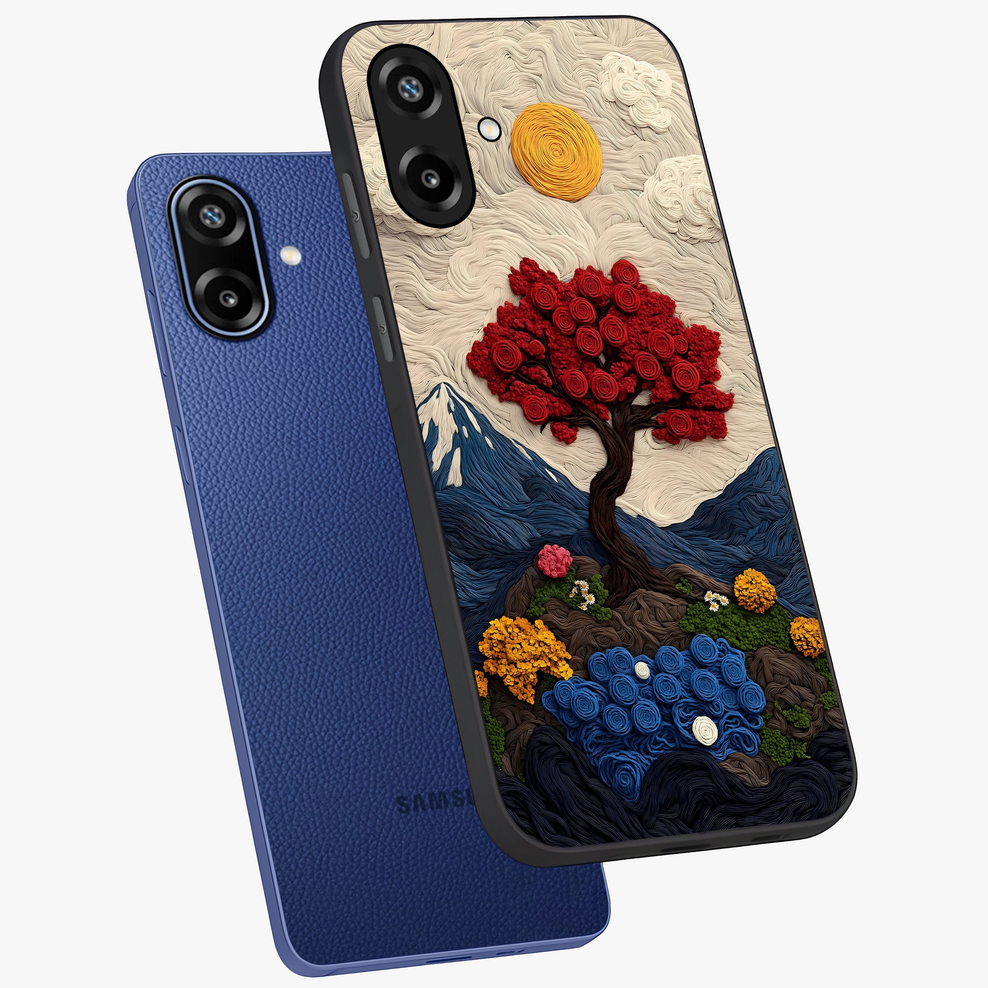 Eternal Nature Tapestry Glass Case displayed in angled mockup highlighting detailed botanical pattern with artistic aesthetic.