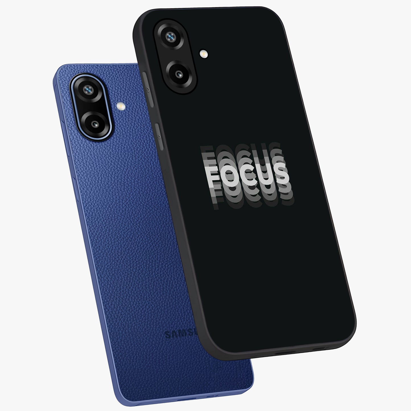 Focus Mode On Glass Case displayed in angled mockup highlighting clean minimal text artwork with modern aesthetic style.