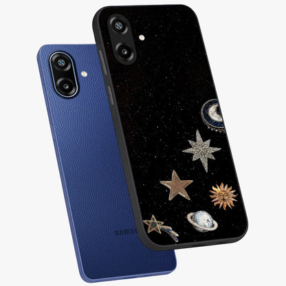 Galactic Charm Glow Glass Case displayed in angled mockup highlighting luminous galaxy inspired design with dreamy aesthetic.